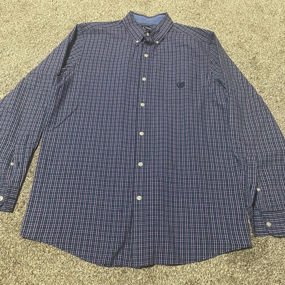Chaps Mens Plaid Button Down Long Sleeve Shirt - Easy Care, Casual - Picture 1 of 4